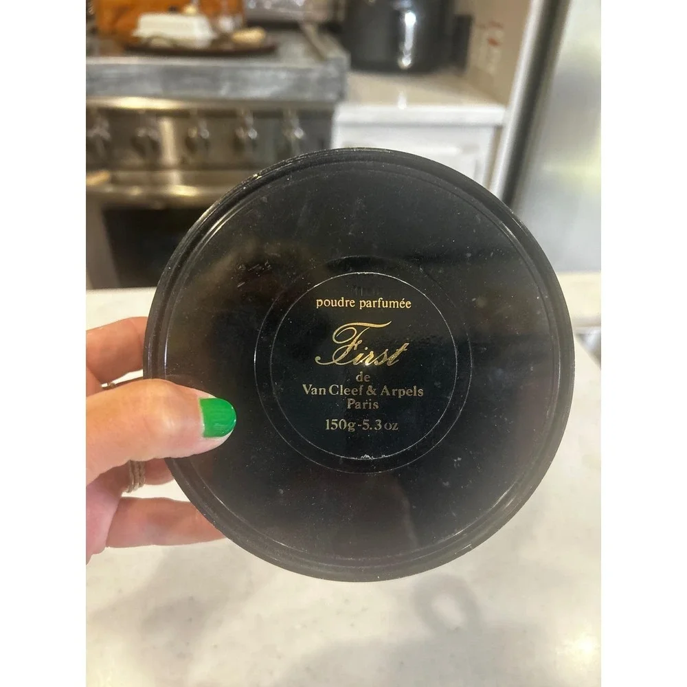 Van Cleef & Arpels First Poudre Parfumee Dusting Powder Jar Vintage Black Gold